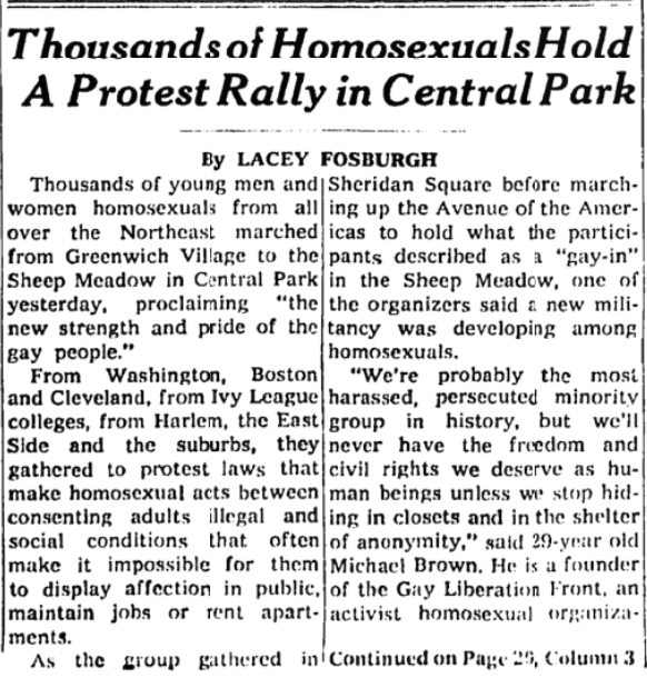 Thousands of Homosexuals Hold A Protest Rally in Central Park.
